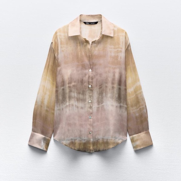 Zara TIE DYE FOIL PRINT SHIRT - Picture 4 of 10